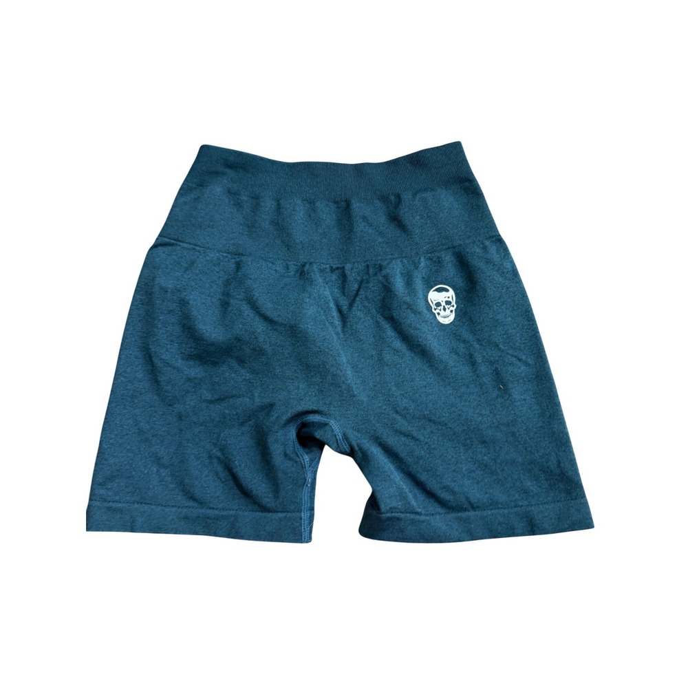 Gymreapers Women XS Teal Seamless Scrunch Butt Training Workout Shorts Skull